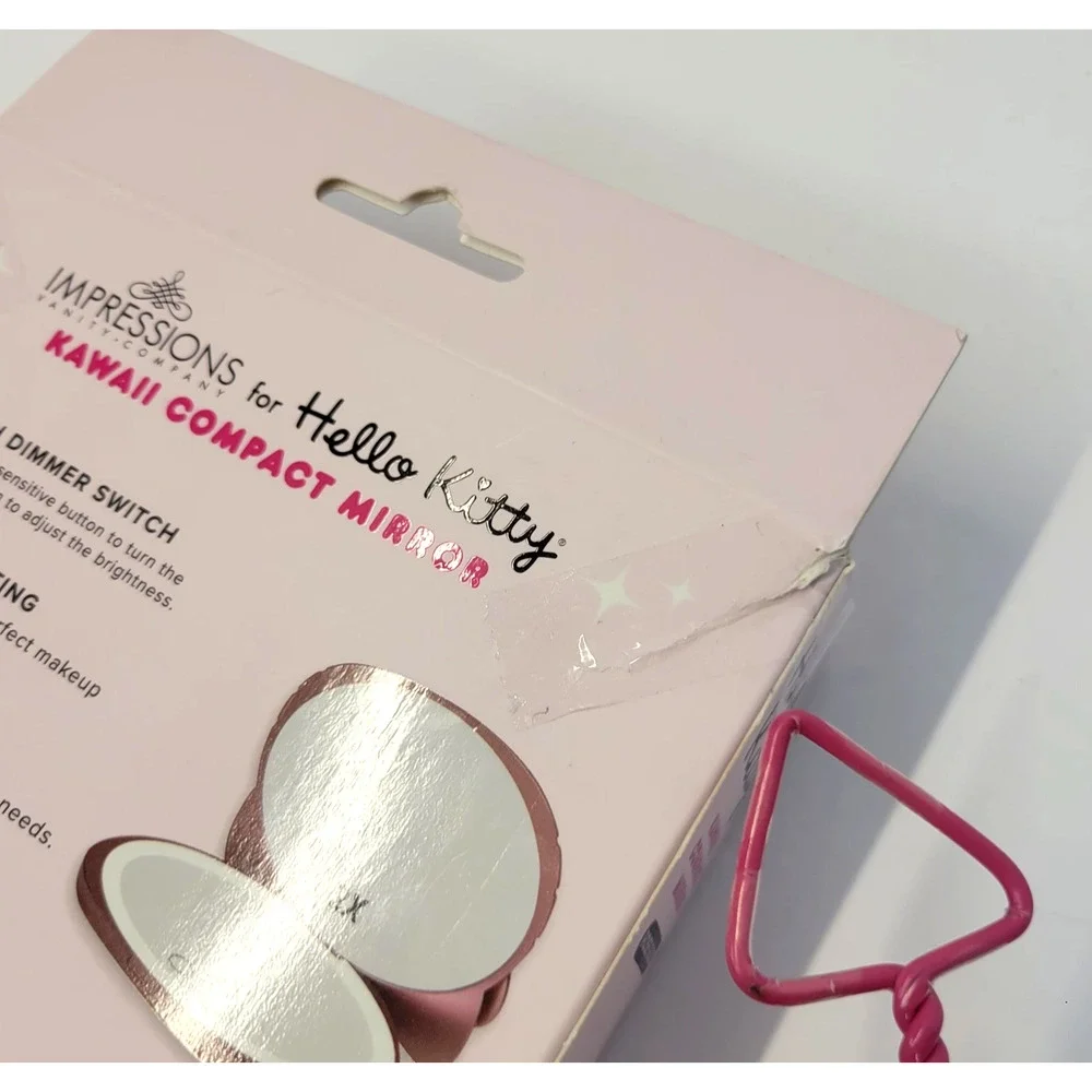 Impressions Vanity Hello Kitty Kawaii Compact Mirror Rose Gold Pink 2X LED